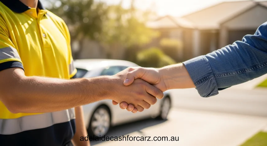 Handshake with happy driver in Adelaide